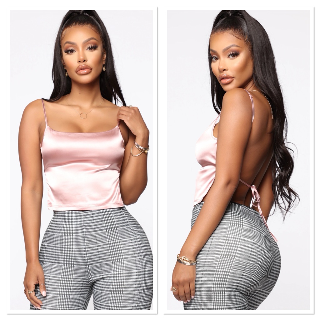 Fashion Nova Blush Pink Satin Backless Top Size Xs